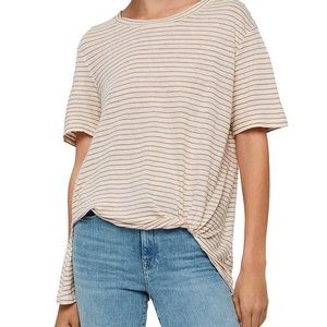 Allsaints Wilma Striped Tee cream tan orange rust short sleeve linen shirt knit